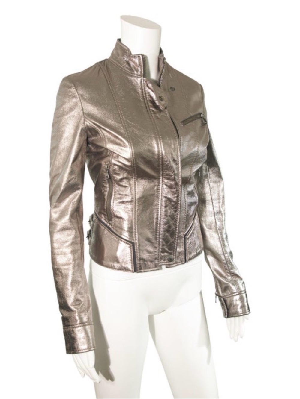 D&G Dolce Gabbana motorcycle leather jacket stunning metallic